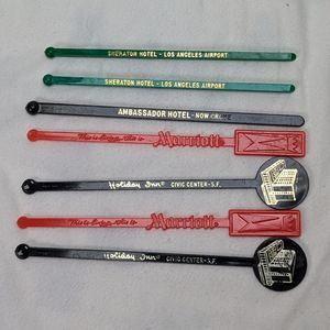 Vintage Ambassador Marriott Holiday inn Sheraton Hotels Lot of 7 Swizzle Sticks